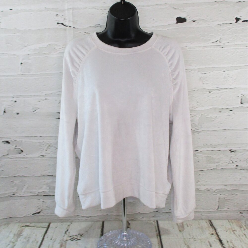 Charter Club Petites Pullover Athleisure Velour Sweatshirt